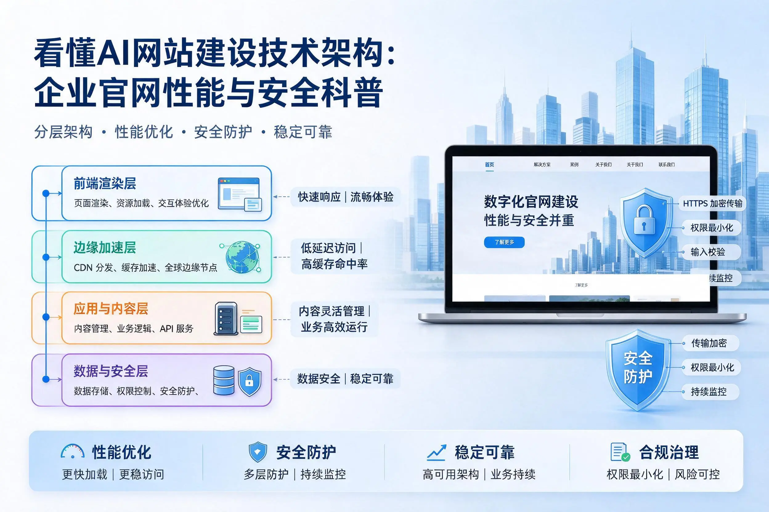 看懂AI网站建设技术架构：内江企业官网性能与安全科普