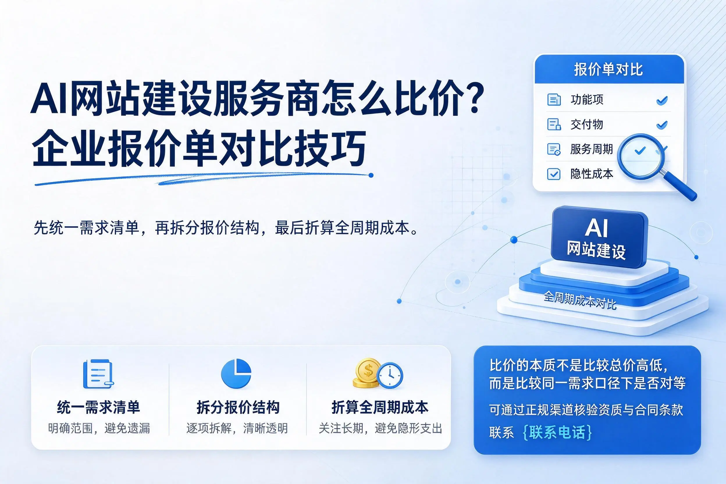 AI网站建设服务商怎么比价？内江企业报价单对比技巧