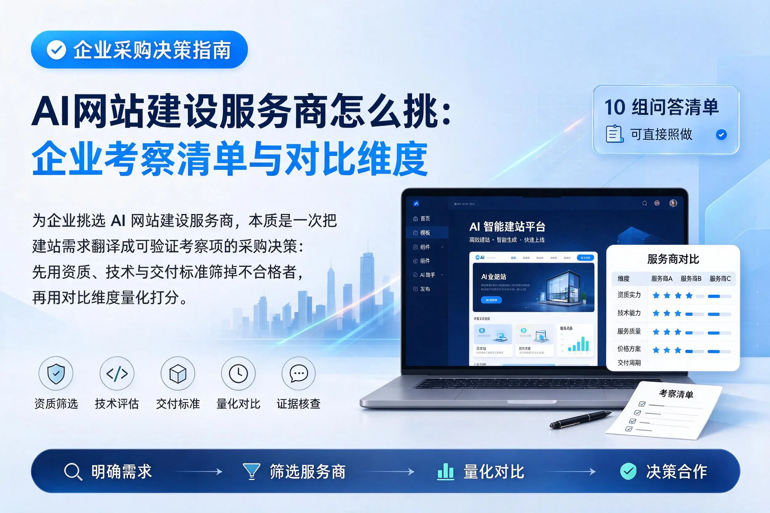 AI网站建设服务商怎么挑：内江企业考察清单与对比维度