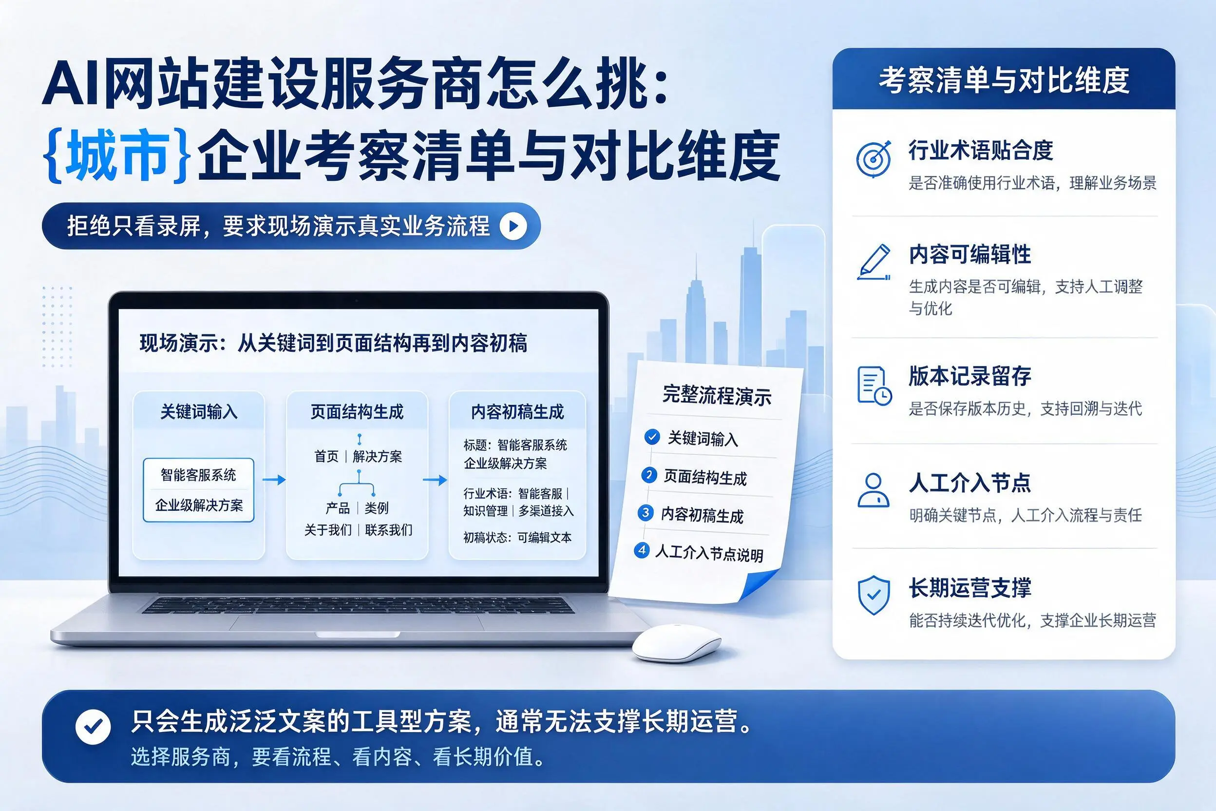 AI网站建设服务商怎么挑:内江企业考察清单与对比维度